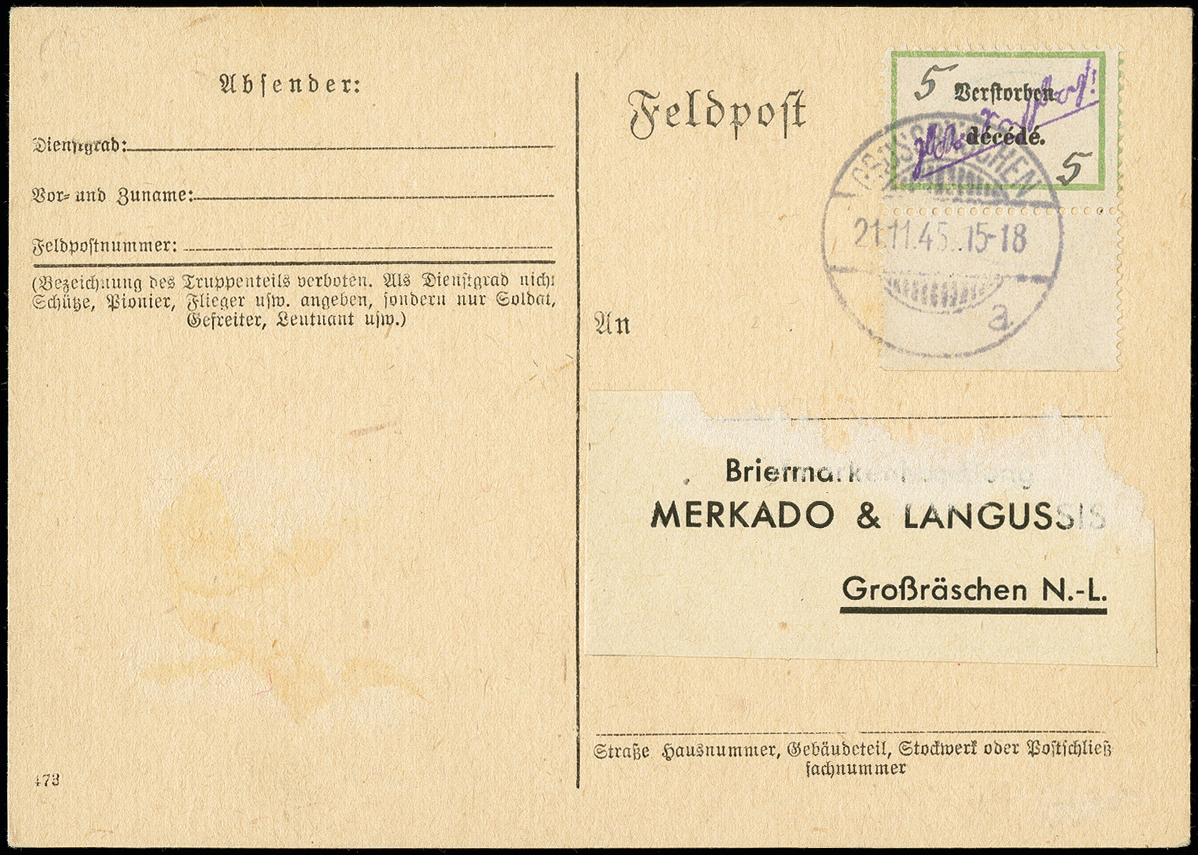 Lot 757 - german local issues after 1945 grossräschen -  Heinrich Koehler Auktionen Auction #371- Day 2
