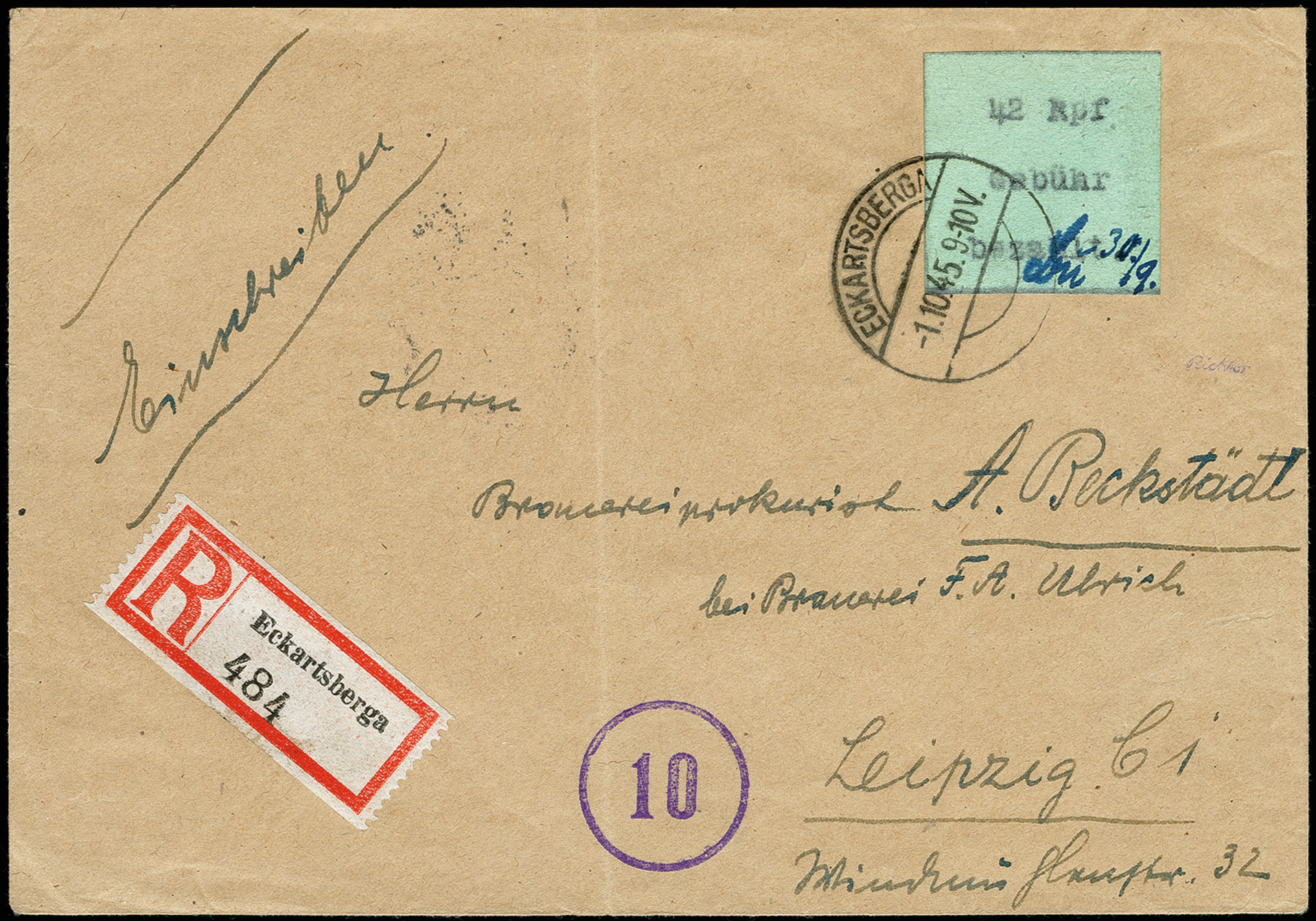 Lot 755 - german local issues after 1945 eckartsberga -  Heinrich Koehler Auktionen Auction #371- Day 2