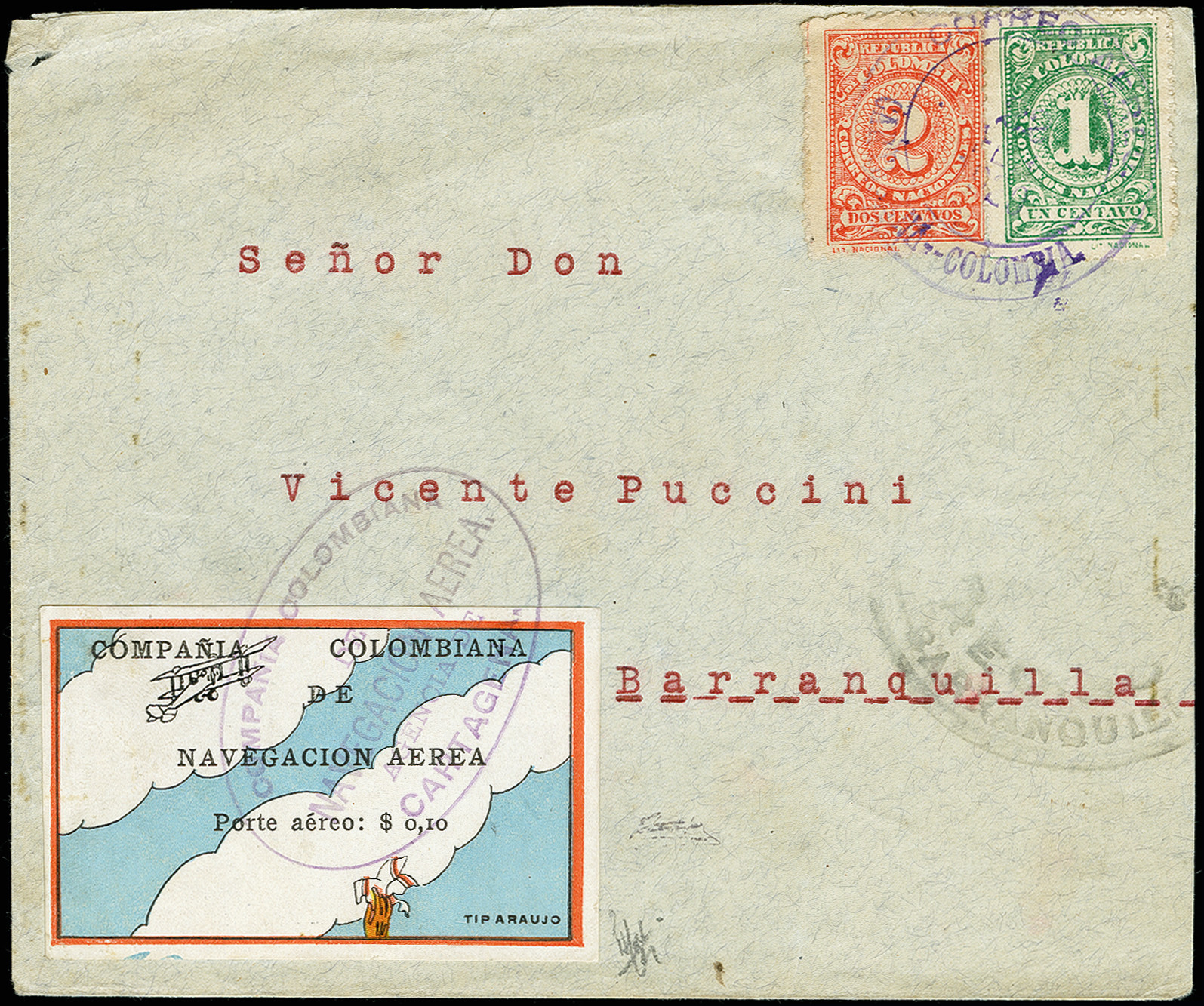Lot 508 - Colombia Colombia - Compania Colombiana de Navegacion Aerea - Heinrich Koehler Auktionen Auction #371- Day 1 Lot 508 - Colombia Colombia - Compania Colombiana de Navegacion Aerea - Heinrich Koehler Auktionen Auction #371- Day 1