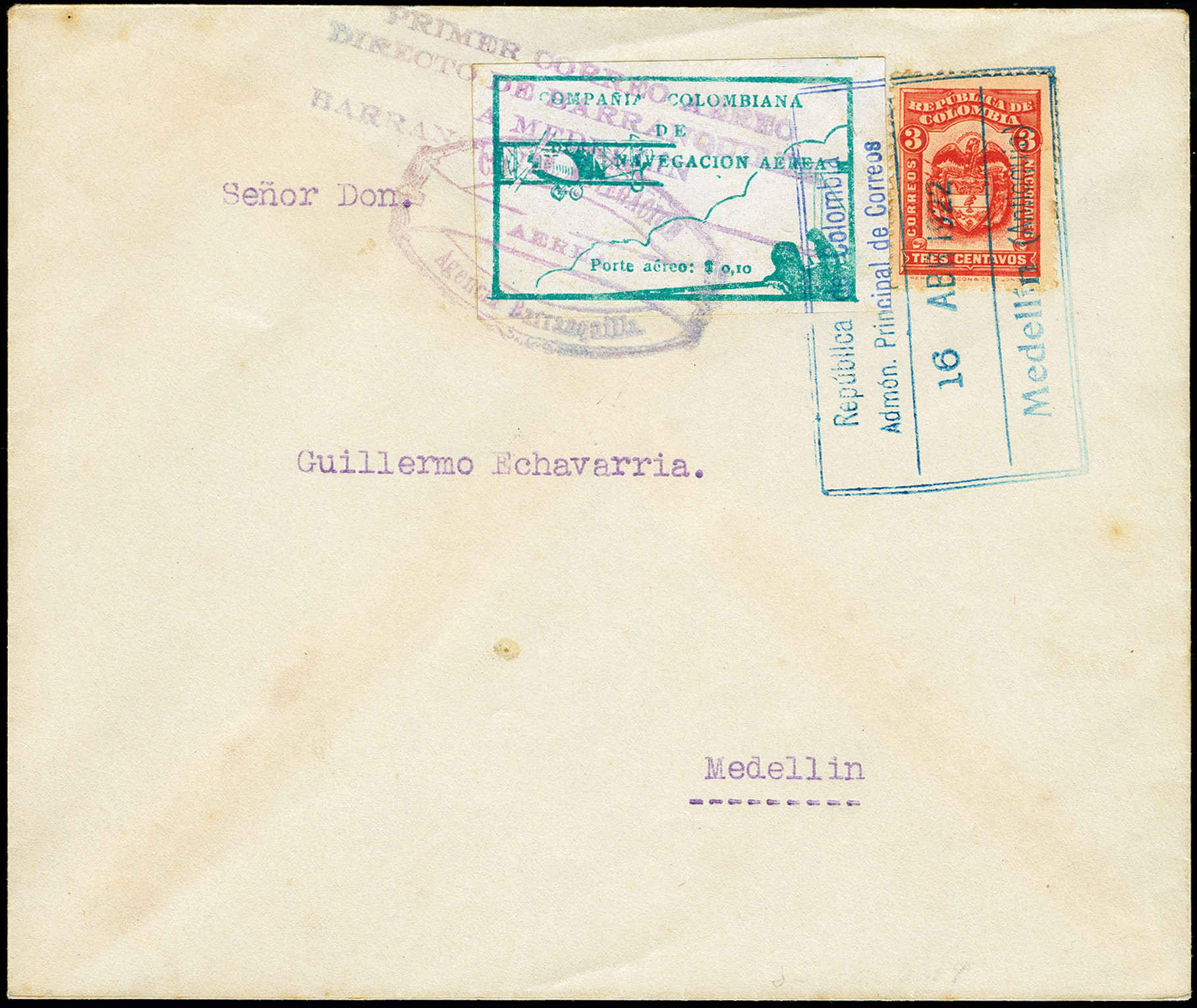Lot 514 - Colombia Colombia - Compania Colombiana de Navegacion Aerea - Heinrich Koehler Auktionen Auction #371- Day 1 Lot 514 - Colombia Colombia - Compania Colombiana de Navegacion Aerea - Heinrich Koehler Auktionen Auction #371- Day 1