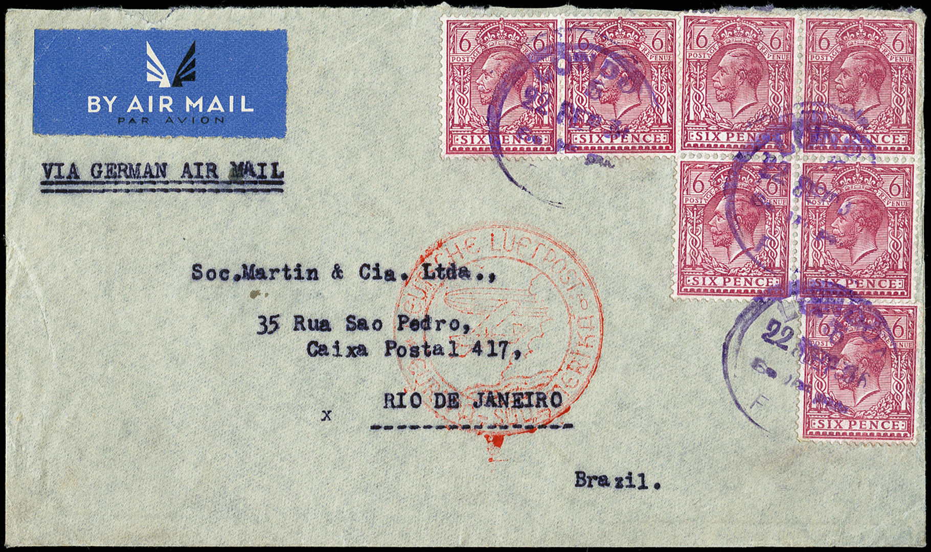 Lot 716 - airmail treaty post - Heinrich Koehler Auktionen Auction #371- Day 1 Lot 716 - airmail treaty post - Heinrich Koehler Auktionen Auction #371- Day 1