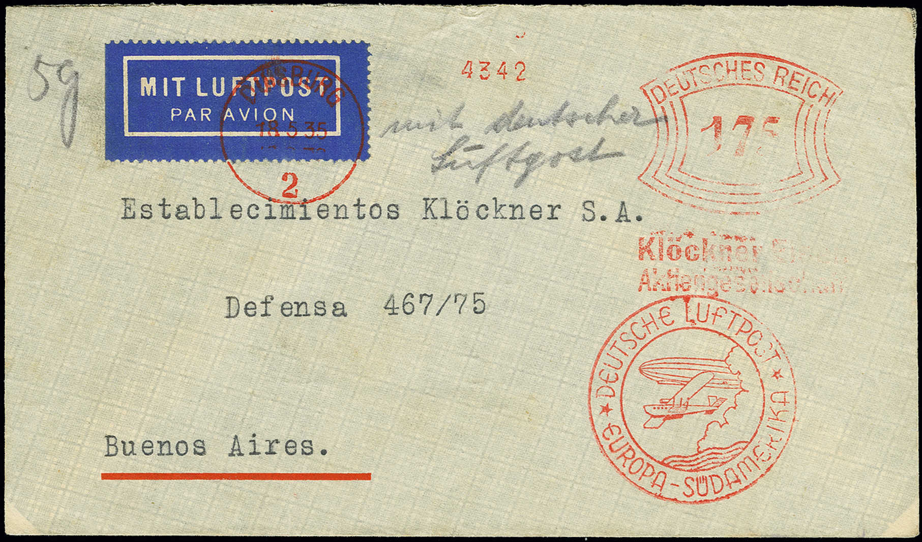 Lot 688 - airmail zeppelin - Heinrich Koehler Auktionen Auction #371- Day 1 Lot 688 - airmail zeppelin - Heinrich Koehler Auktionen Auction #371- Day 1