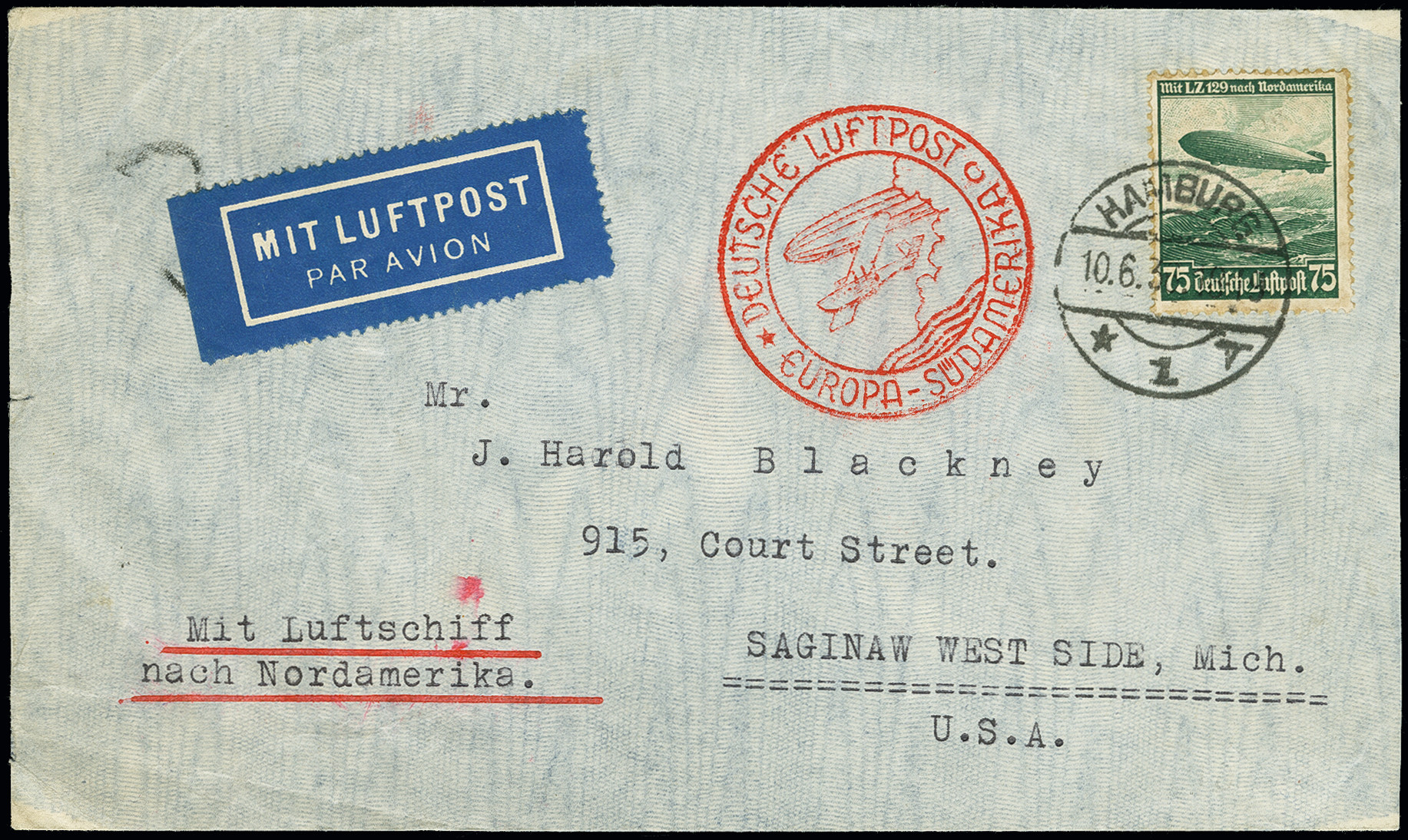 Lot 697 - airmail zeppelin - Heinrich Koehler Auktionen Auction #371- Day 1 Lot 697 - airmail zeppelin - Heinrich Koehler Auktionen Auction #371- Day 1
