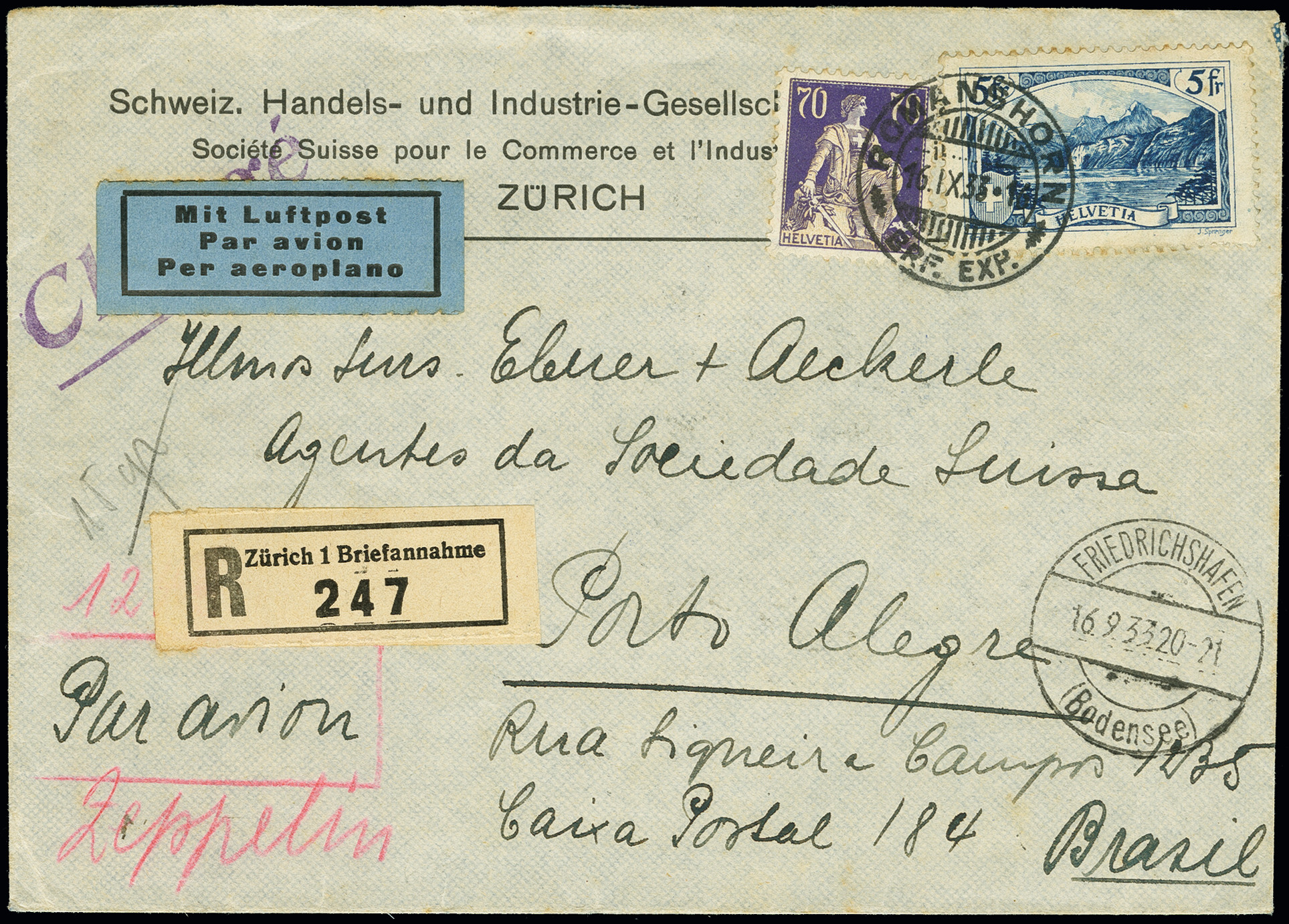Lot 729 - airmail treaty post -  Heinrich Koehler Auktionen Auction #371- Day 1