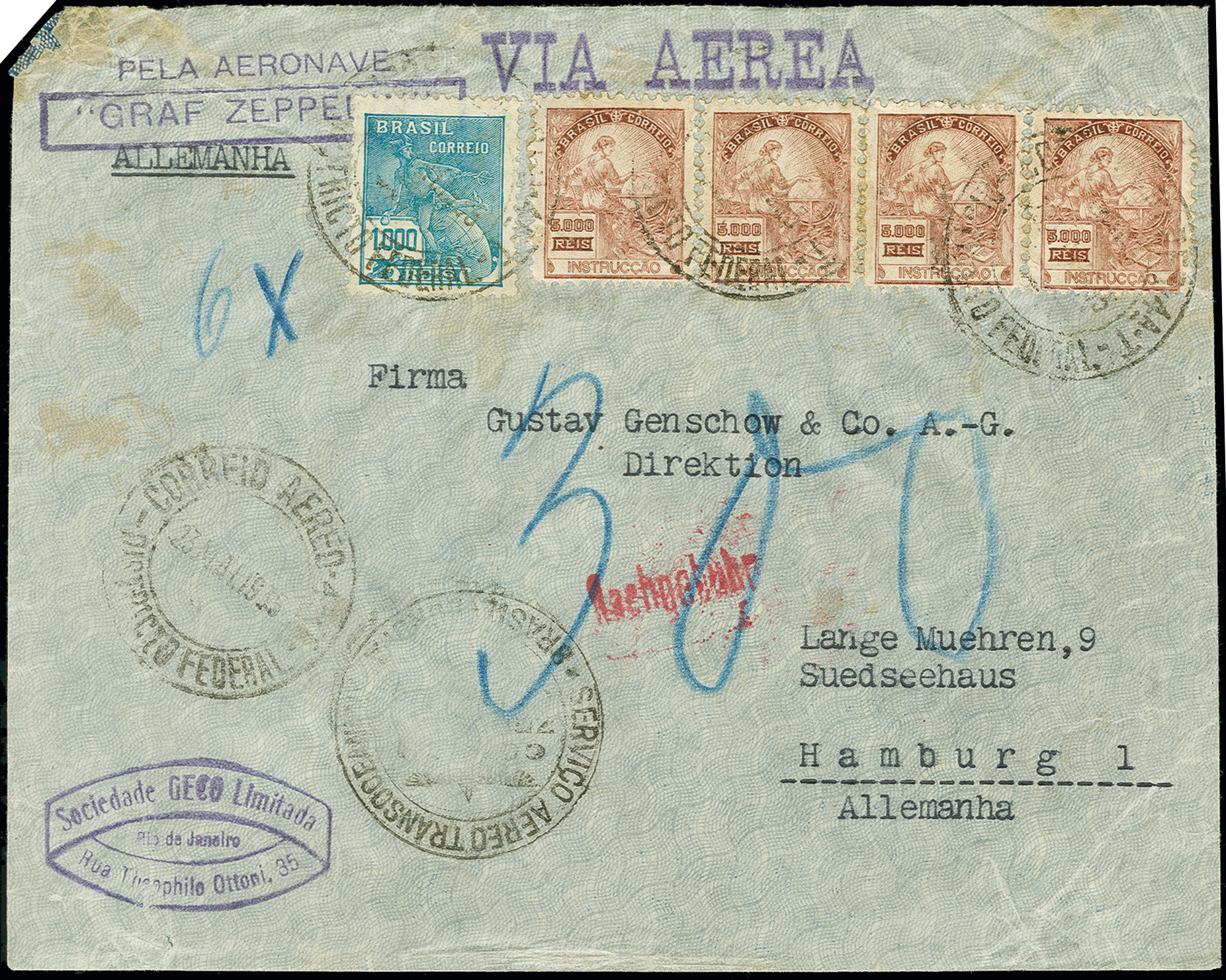 Lot 689 - airmail zeppelin - Heinrich Koehler Auktionen Auction #371- Day 1 Lot 689 - airmail zeppelin - Heinrich Koehler Auktionen Auction #371- Day 1
