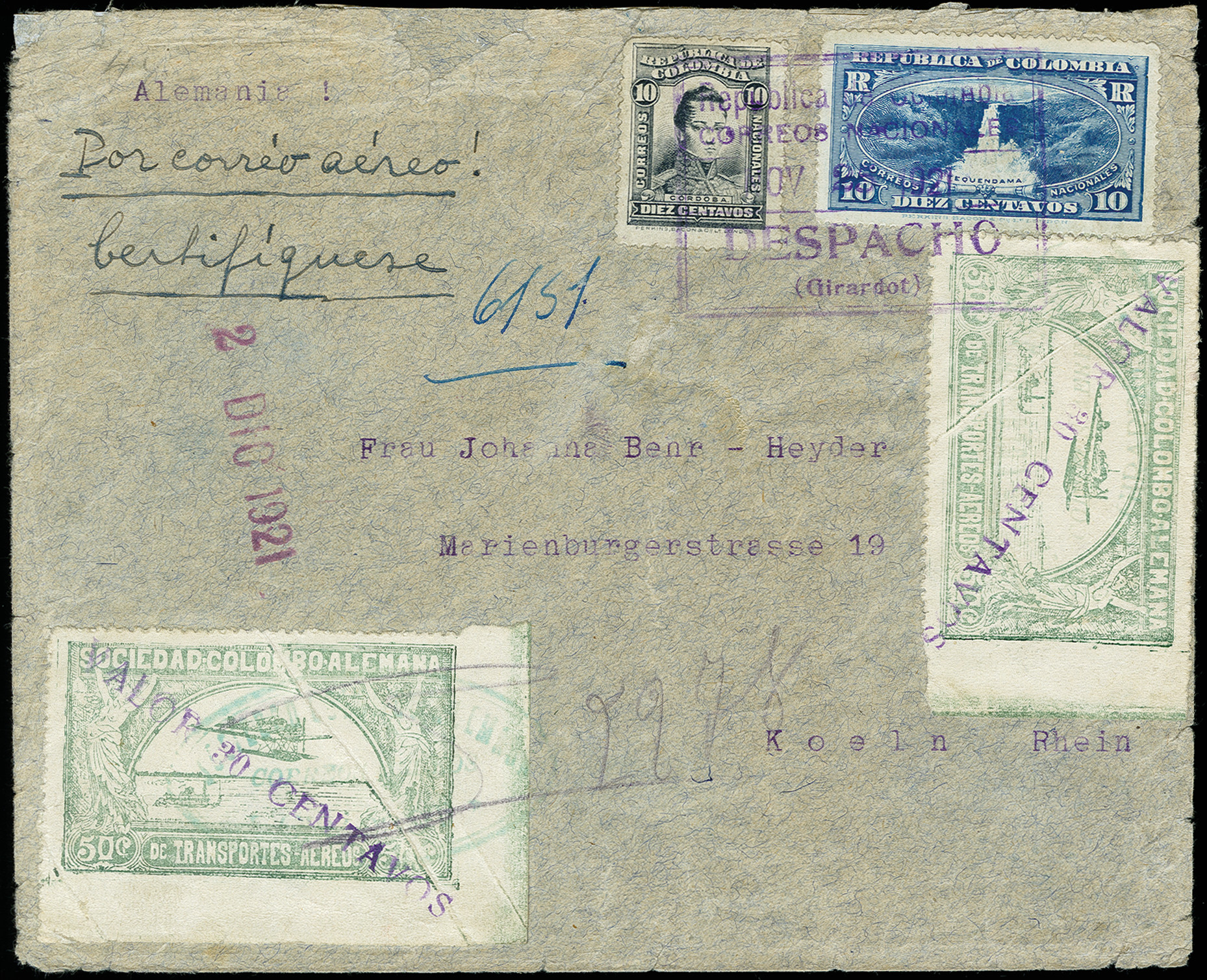 Lot 527 - airmail scadta -  Heinrich Koehler Auktionen Auction #371- Day 1