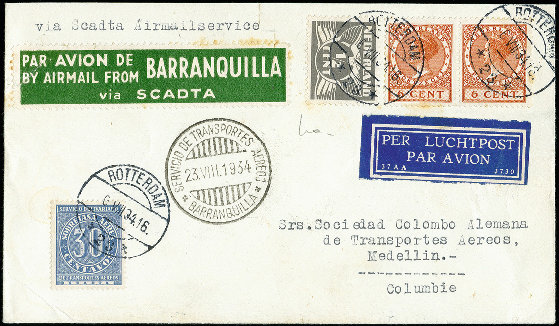 Lot 535 - airmail scadta -  Heinrich Koehler Auktionen Auction #371- Day 1