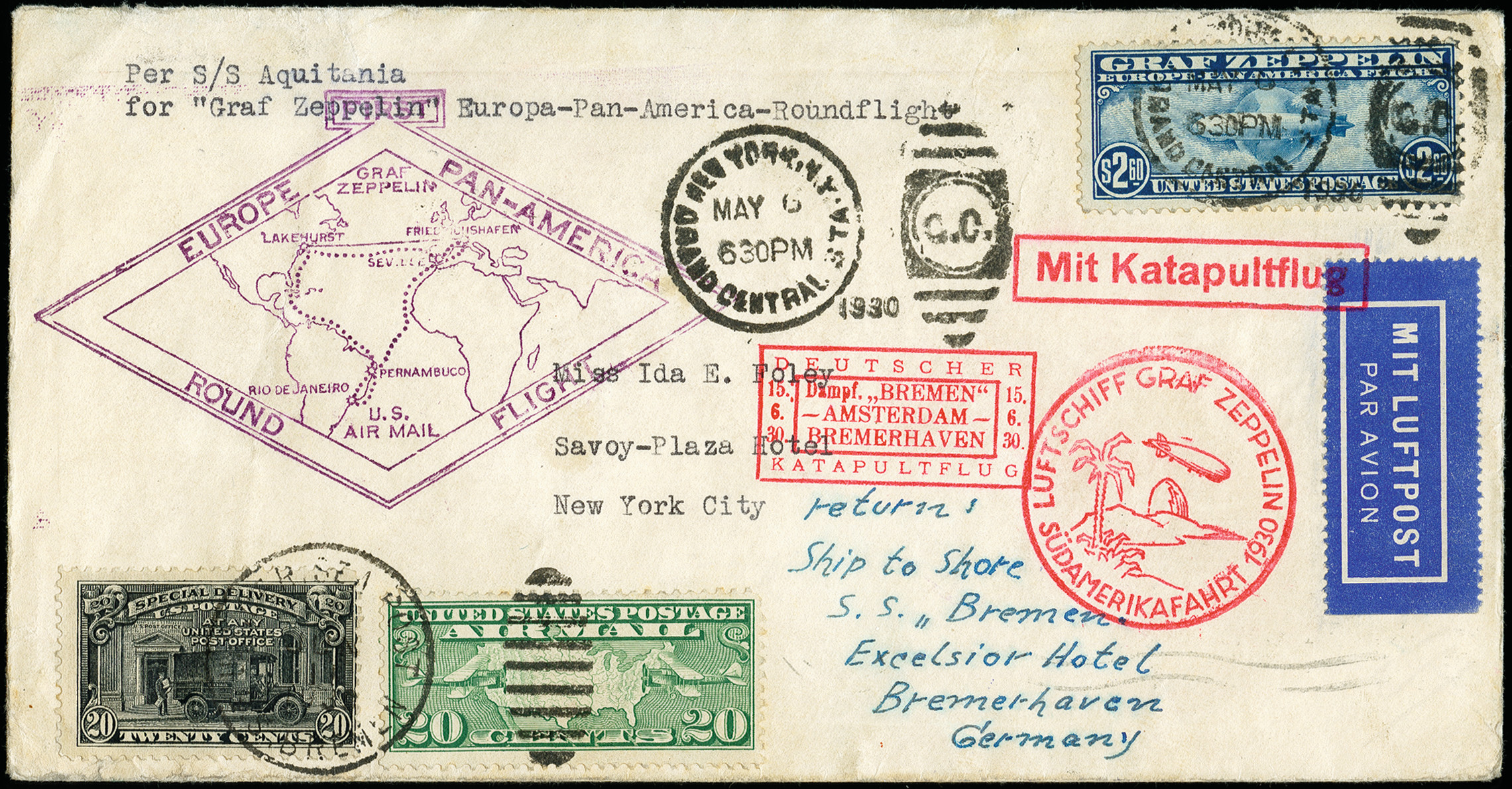 Lot 732 - airmail catapult post -  Heinrich Koehler Auktionen Auction #371- Day 1