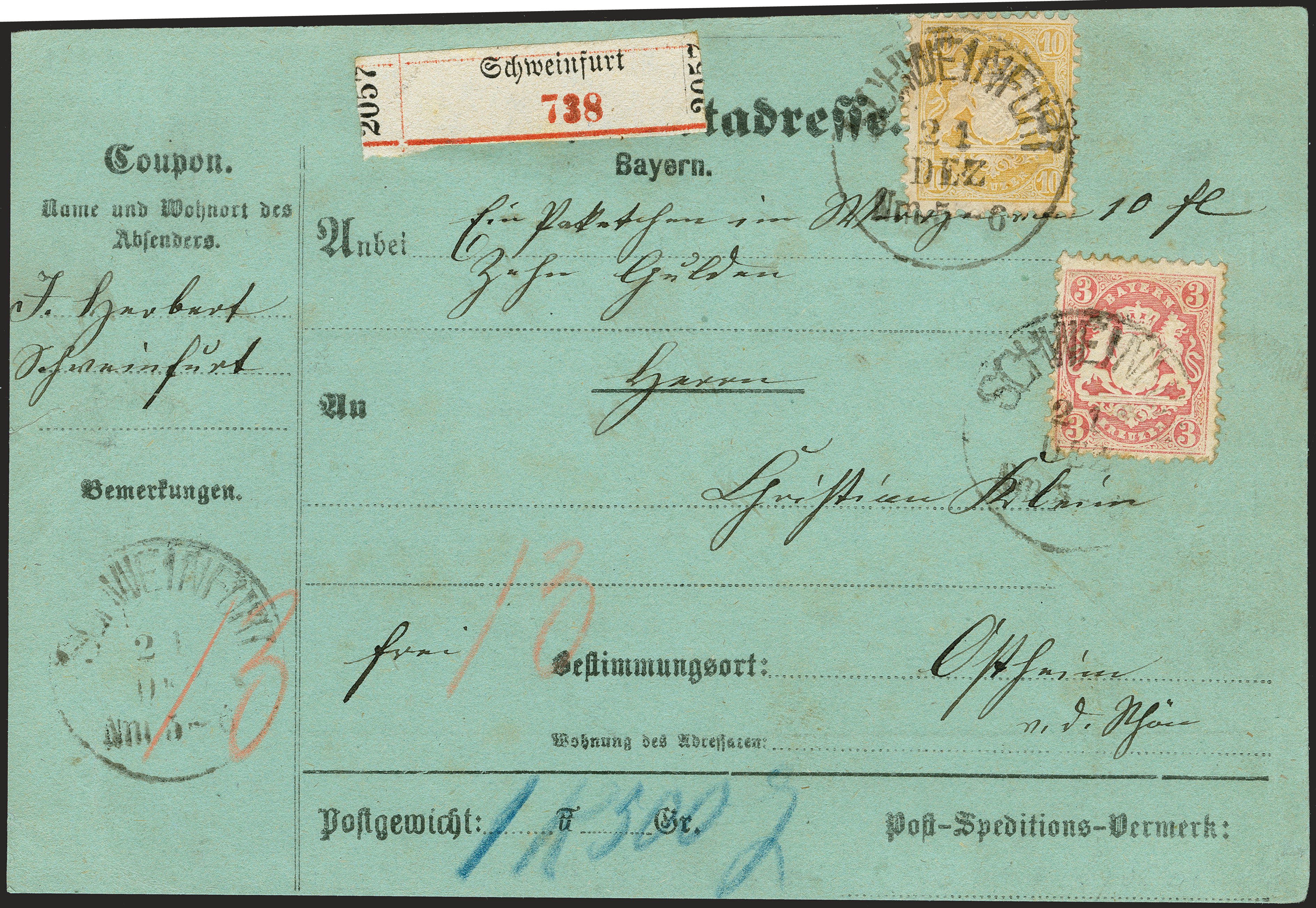 Lot 43 - Altdeutsche Staaten bavaria - Heinrich Koehler Auktionen 372nd Auction - The ERIVAN Collection Lot 43 - Altdeutsche Staaten bavaria - Heinrich Koehler Auktionen 372nd Auction - The ERIVAN Collection