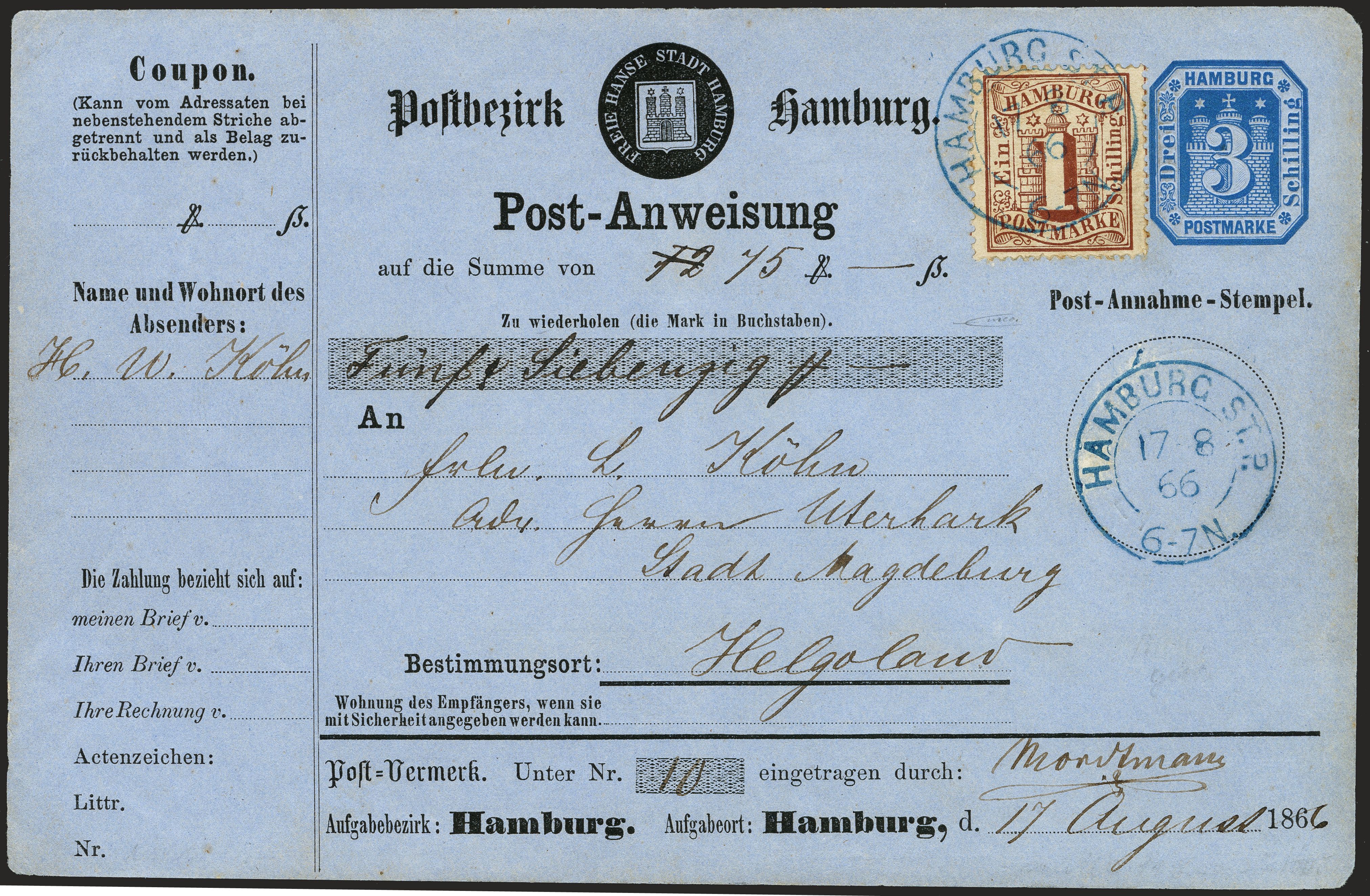 Lot 88 - hamburg Hamburg postal stationary -  Heinrich Koehler Auktionen 372nd Auction - The ERIVAN Collection