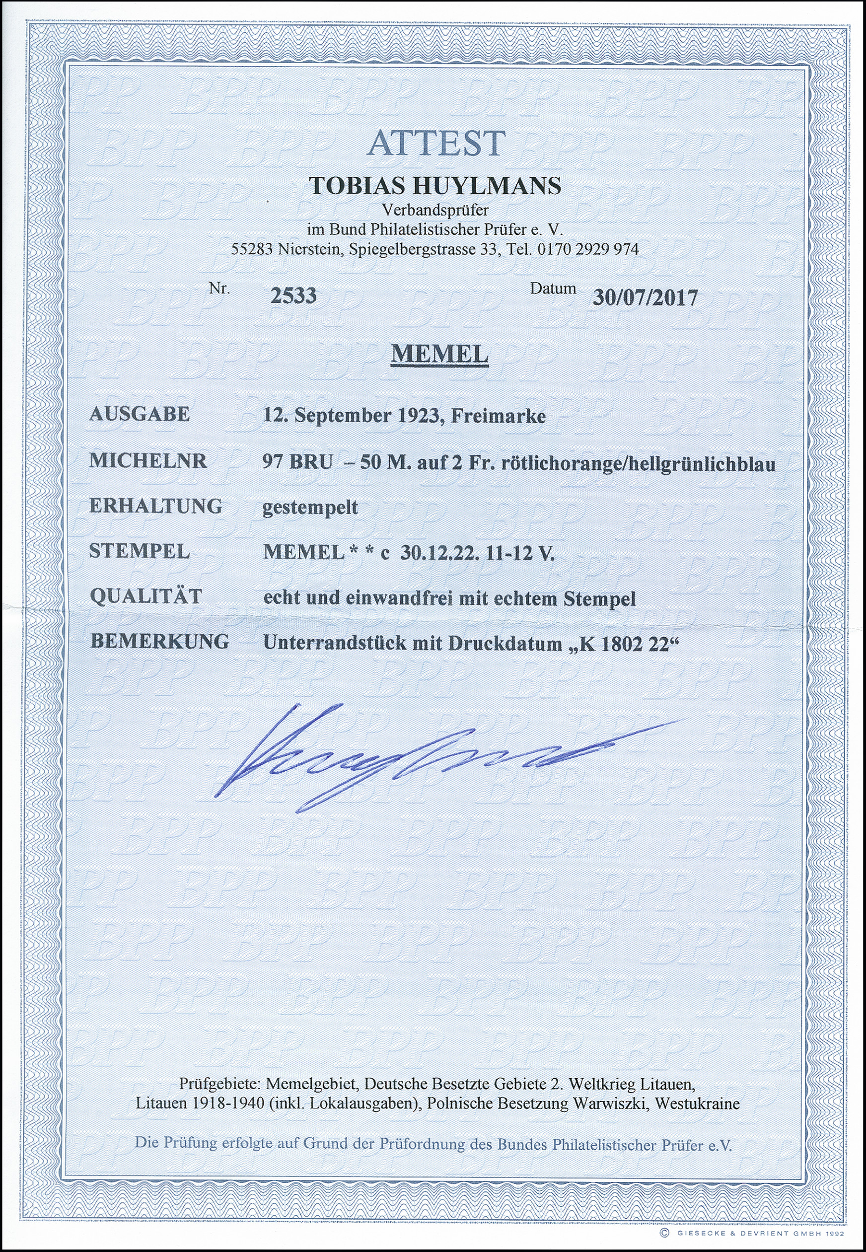 Printtoo GESCANNT Selbstf/ärber Stempel B/üro station/är Bedrucktes Stamp-Blau