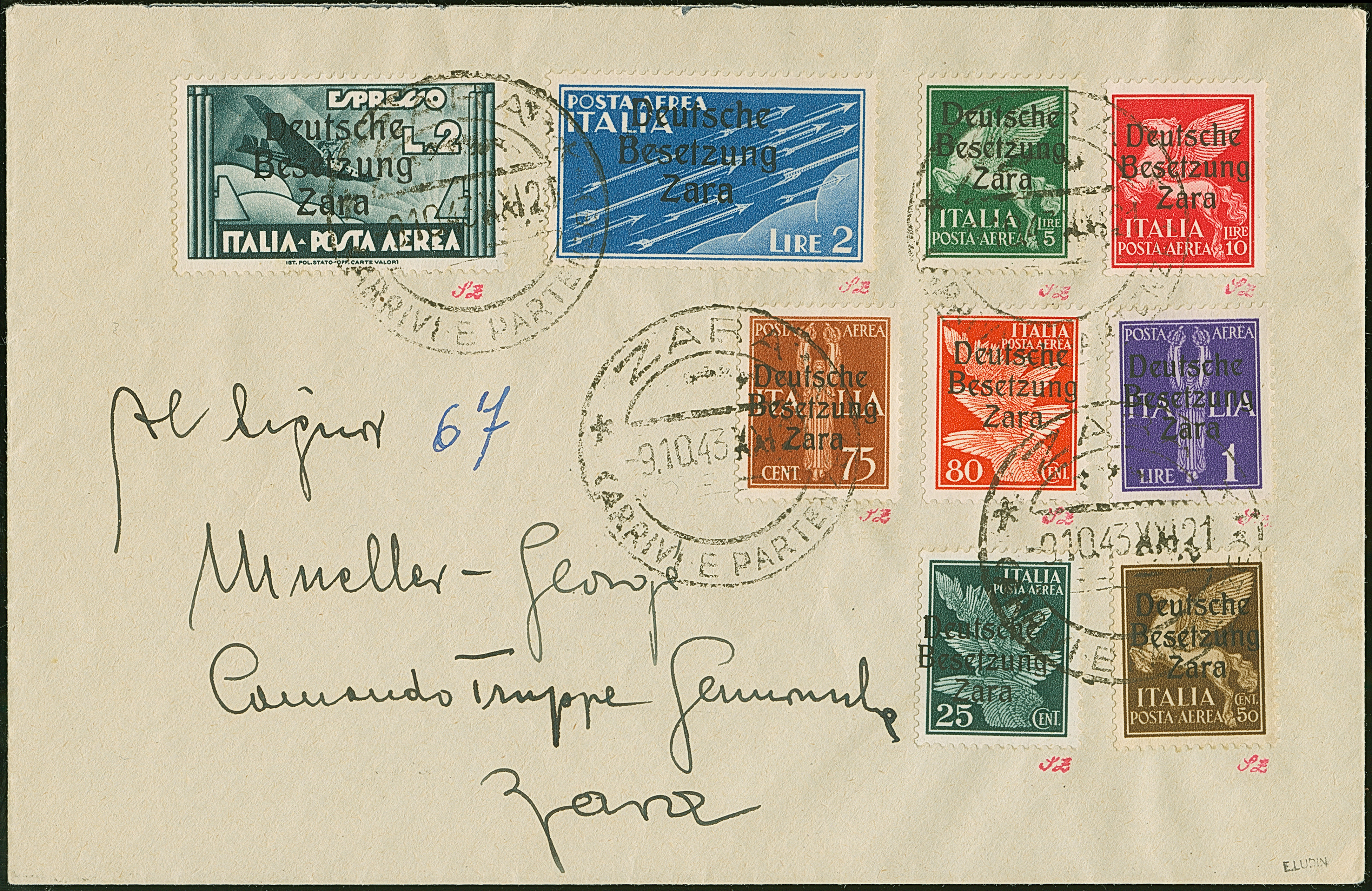 Zara: Airmail set on cover